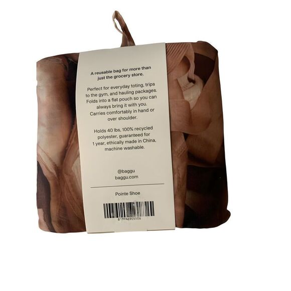 Baggu Standard X Pointe Shoes Print Recycled Ripstop Nylon Reusable Tote Bag - Picture 3 of 3